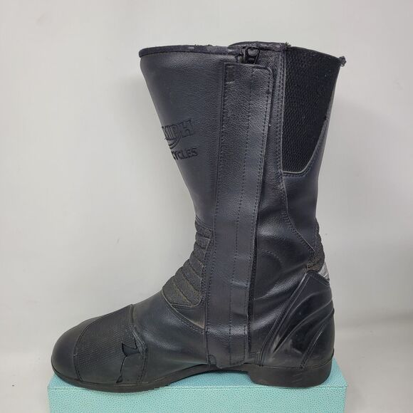 1997 Triumph Motorcycles Boots Black Leather Mens Size 11.5 EU45 Side Zip Racing main image 5